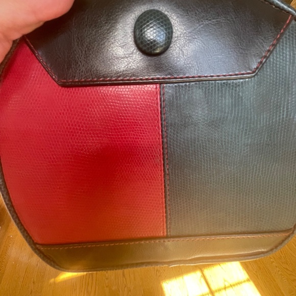 Vintage RED & Green Two Tone Purse - Vintage Crossbody Bag - Picture 2 of 4